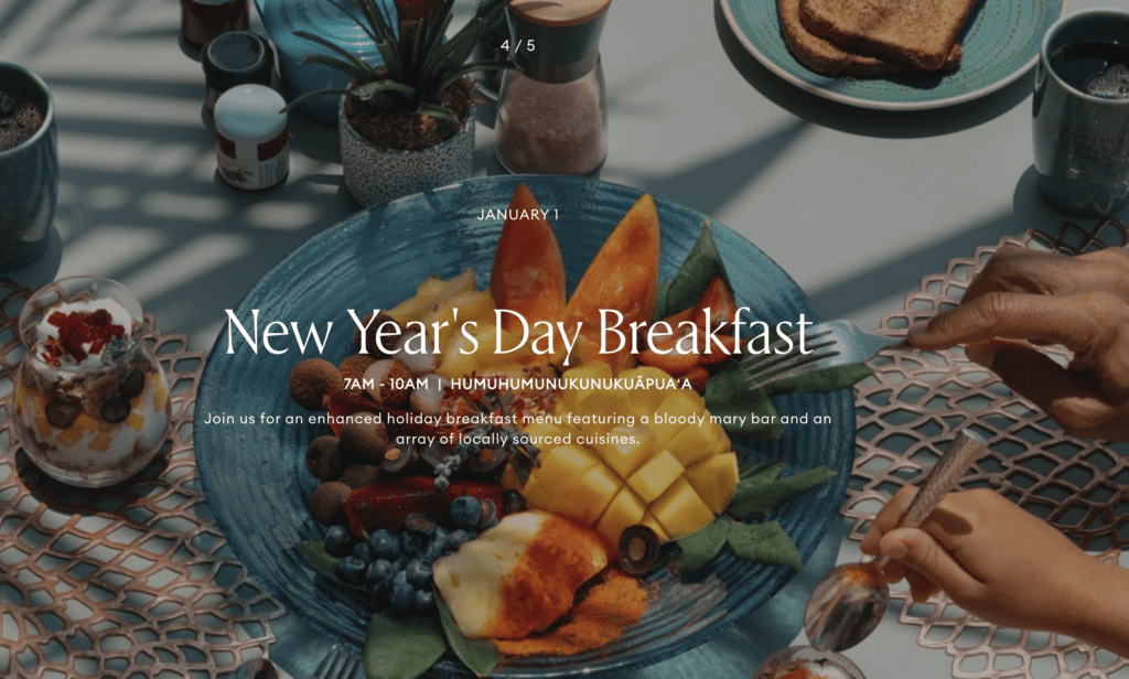 a blue plate with fruit on it at the grand wailea for new years day breakfast