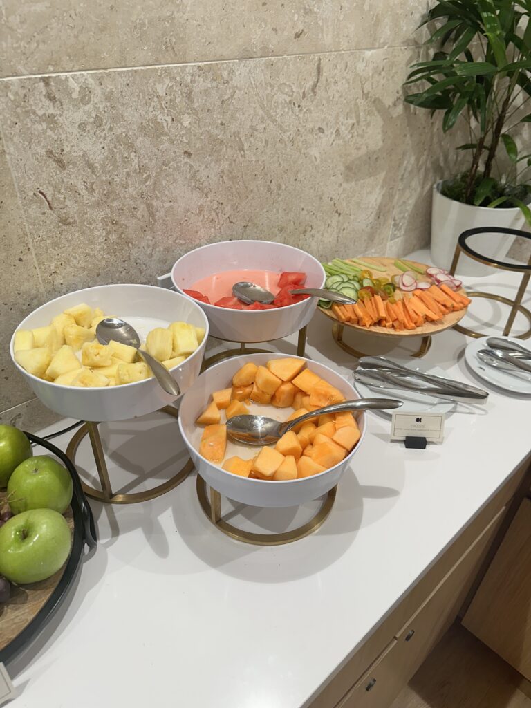 a table with fruit and vegetables