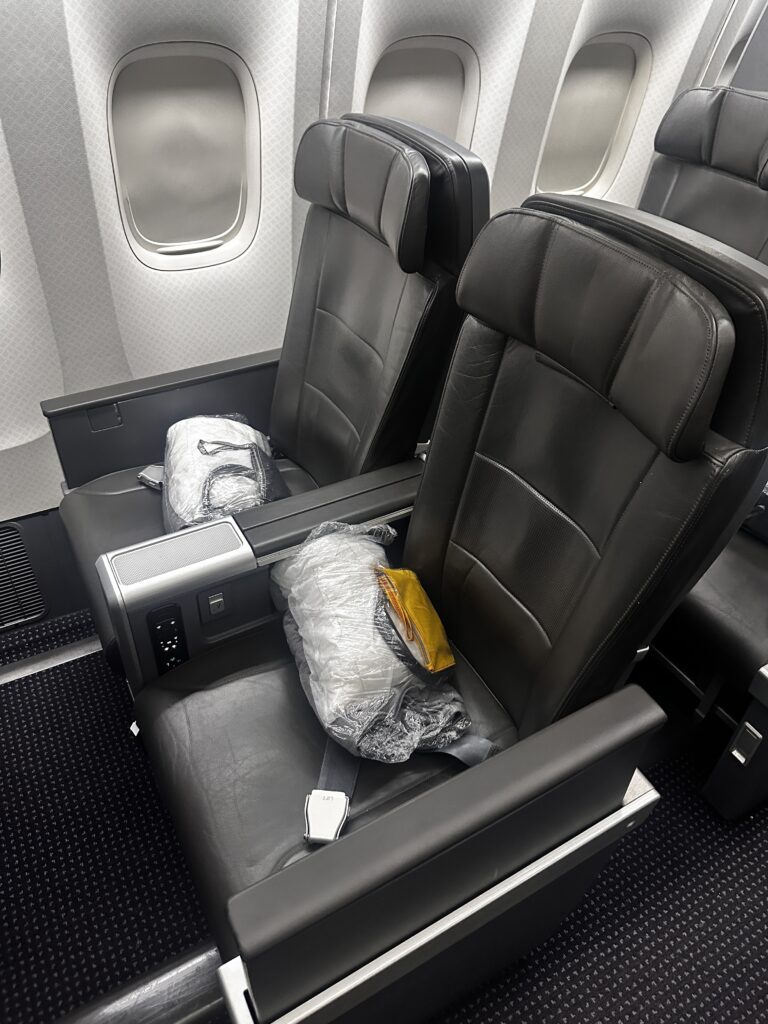 a seat on an airplane