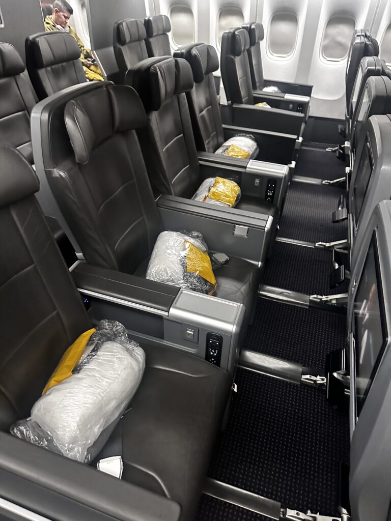 a row of seats in an airplane