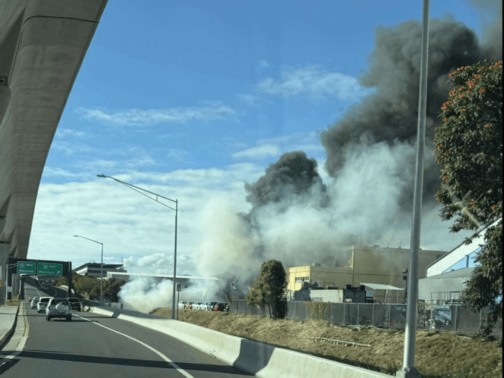 a building with smoke coming out of it