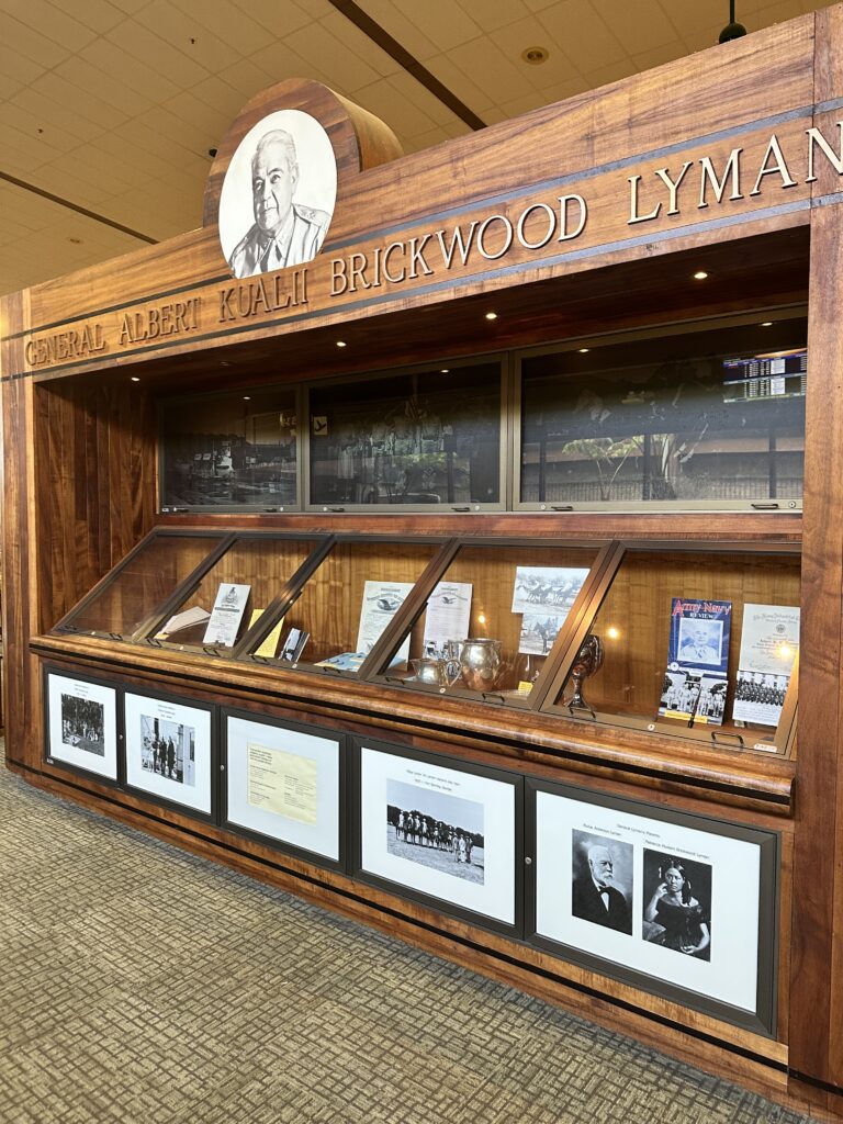 a display case with pictures on it