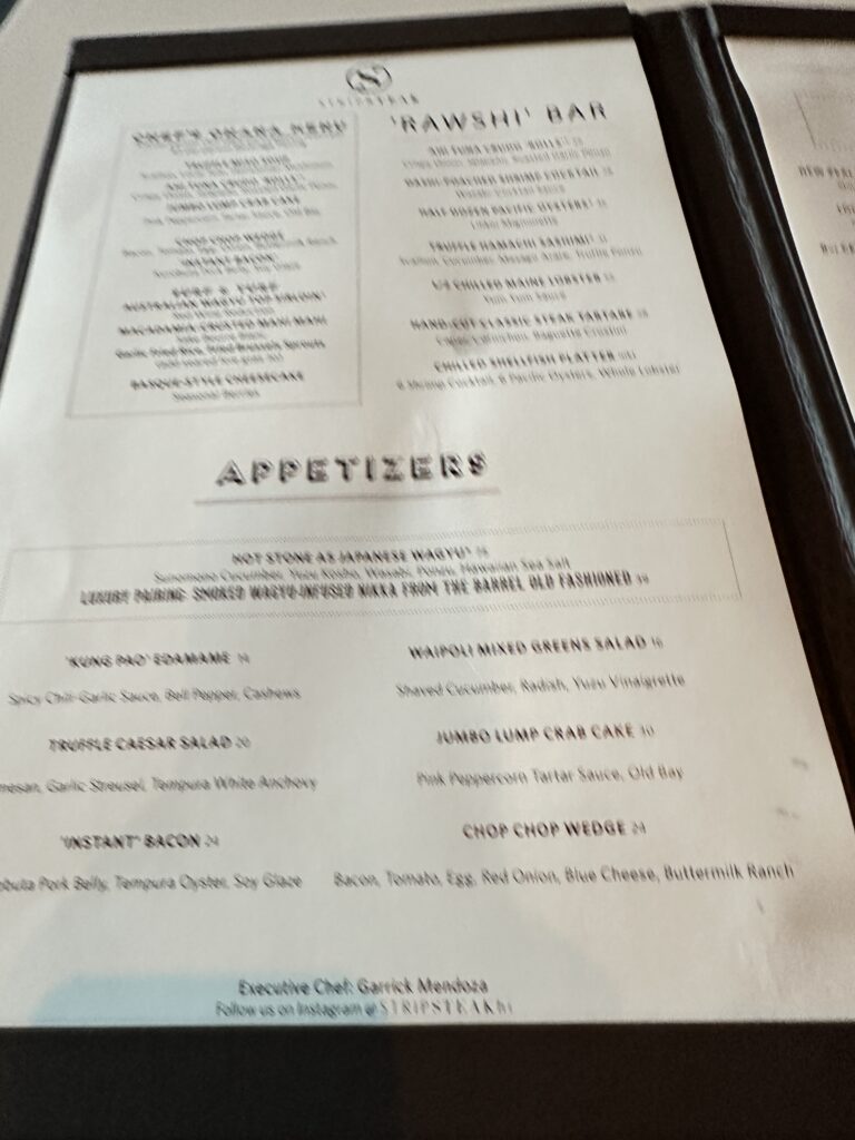 a menu on a table