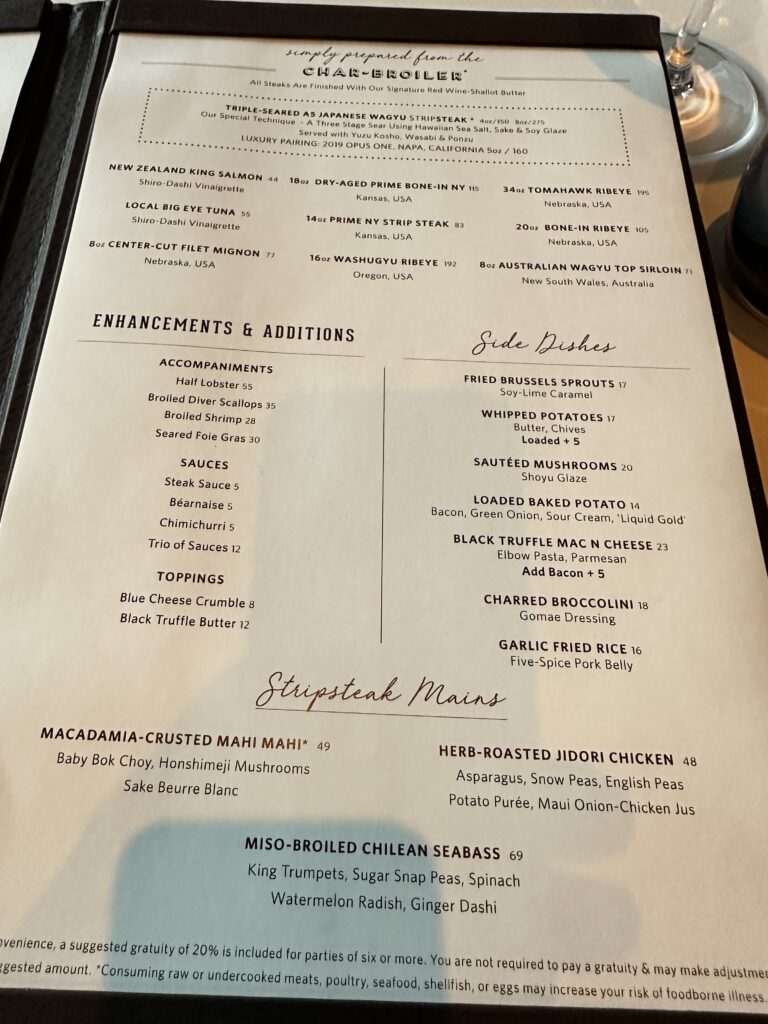 a menu on a table