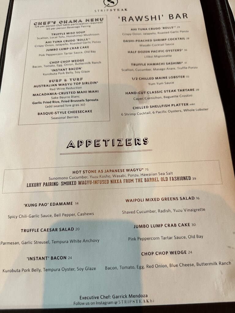 a menu of a restaurant