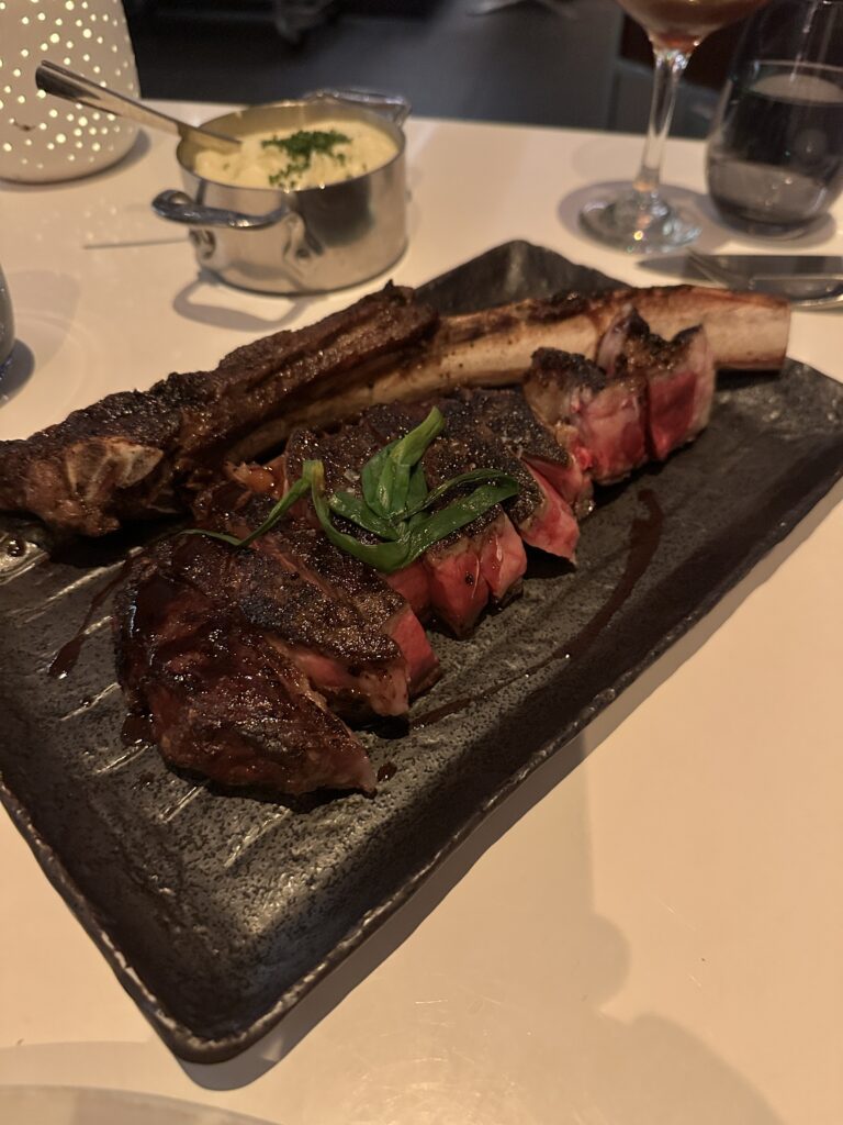 a plate of meat on a table