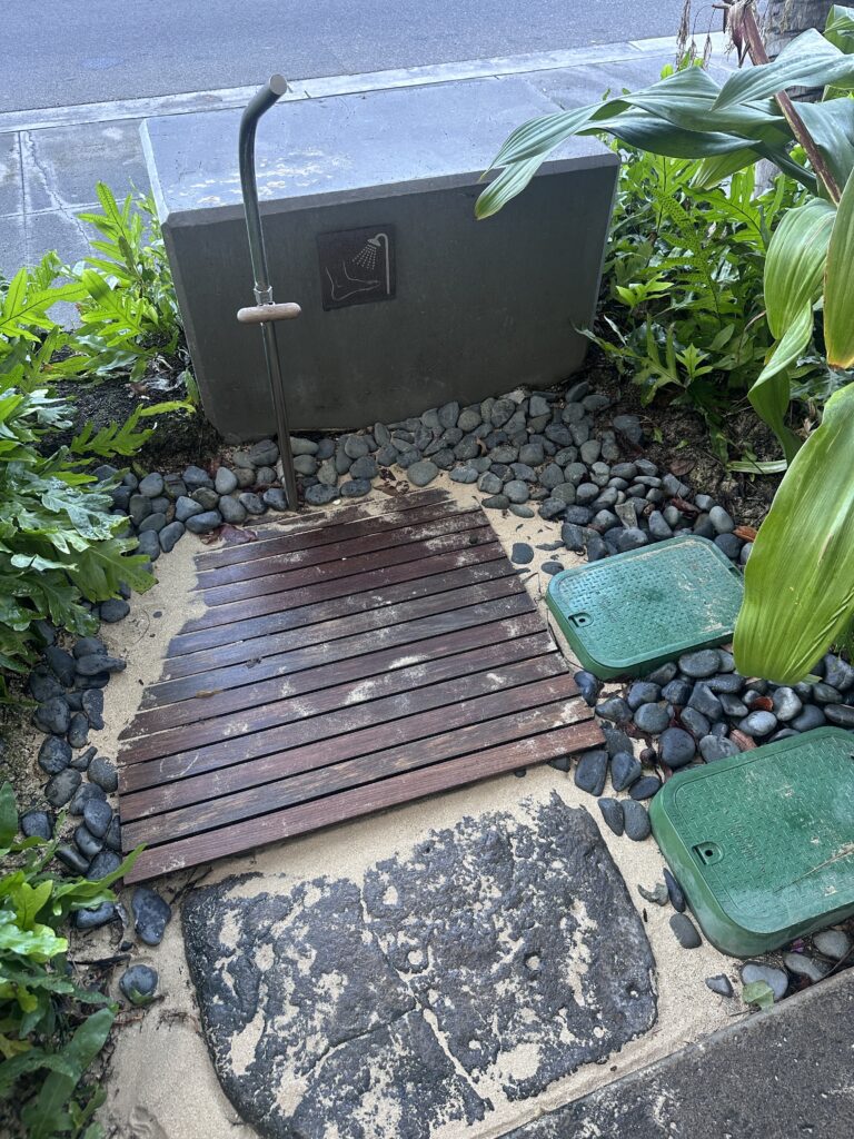 a shower in the garden