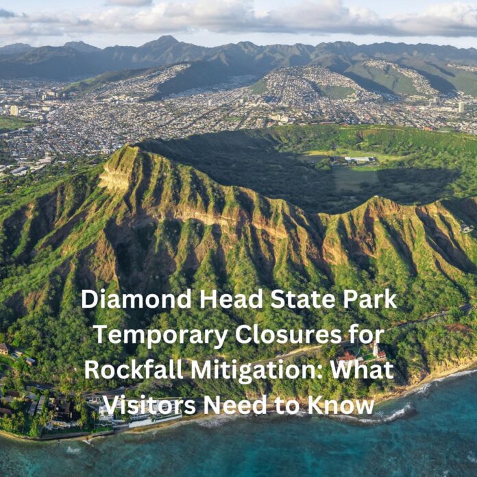 a large mountain with Diamond Head in the background