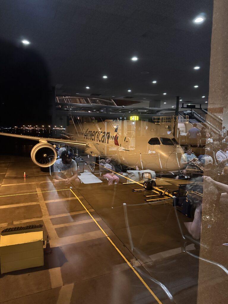 a plane in a hangar