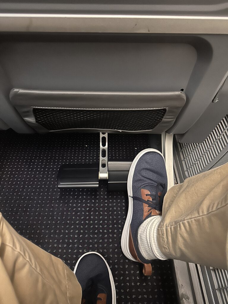 a person's feet in a seat