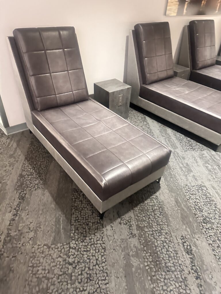 a group of chairs on a carpeted floor