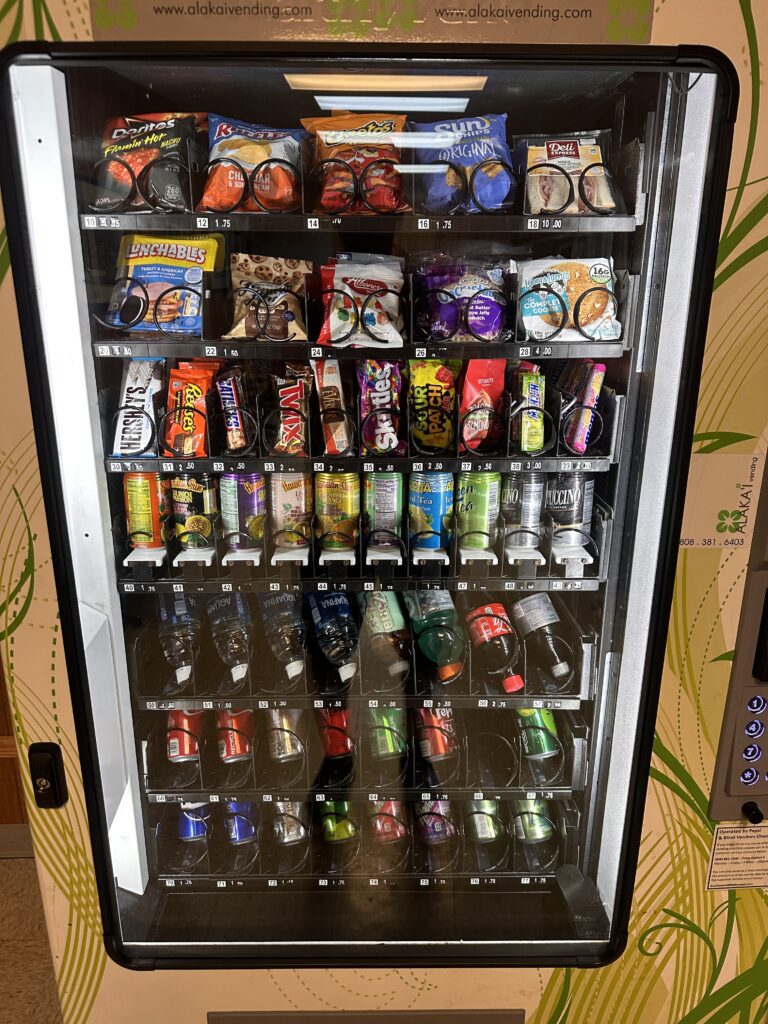 a vending machine with different snacks